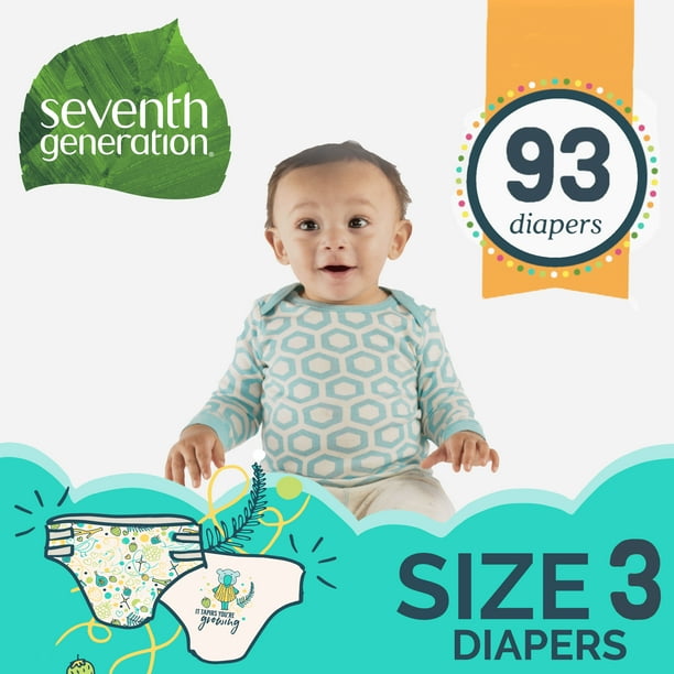 Seventh Generation Size 3, 1628 lbs Baby Diapers 93 Count Walmart