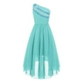 thumbnail image 4 of Alvivi Girls Shiny Sequins One Shoulder Dress Sleeveless Irregular Hem Birthday Party Evening Gowns Turquoise 6, 4 of 7