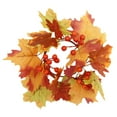 thumbnail image 2 of Fall Candle Rings with Artificial Maple Leaves and Berries 11. Wide Autumn Wreath for Table Centerpieces Thanksgiving Halloween Farmhouse Decor Wedding Candle Holder Decorations, 2 of 4