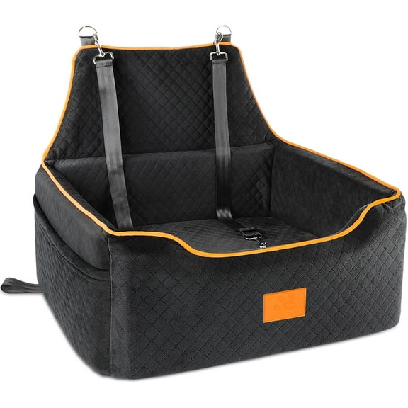 Dog Car Seat for Large/Medium Dog, Dog Booster Seat for Dogs Under 55Lbs or 2 Small Dogs, Detachable and Washable Travel Dog Seat with Thick Cushion and Storage Pockets (Black)