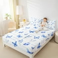 thumbnail image 4 of Manfei Cute Butterflies Full Size Sheets,Vintage Flower Bed Sheets,White Blue Sheet Sets For Girls Kids,Super Cozy Room Decor,4pcs, 4 of 7