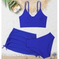 thumbnail image 2 of Girls Swimsuit Set 3 Piece Tankini Swimsuit Set with Skirt Cover up Solid Kids Bathing Suits 12-14, 2 of 7