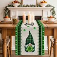 thumbnail image 3 of Green St. Patrick's Day Cotton Linen Table Runner for Dining Kitchen, Gnomes Watercolor Leaves Rustic Wedding Outdoor Party Tablerunners, Dresser Scarf Coffee Tablecloth Runners 13x60 Inches, 3 of 8