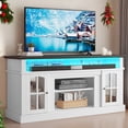thumbnail image 3 of Dextrus Farmhouse LED TV Stand for TVs up to 65'', Wood TV Media Console Entertainment Center for Living Room, White, 3 of 9