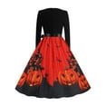 thumbnail image 4 of FASHIONWT Women Plus Size Halloween Wavy Square Neck Print Vintage Causal A-Line Knee Length Dress, 4 of 4
