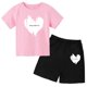 thumbnail image 3 of Conjunto de 2 piezas de camiseta y pantalones cortos para niños y adolescentes, ropa deportiva con estampado de moda coreana, conjunto de verano para bebés, manga corta, 3 a 12 años, 3 of 5