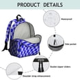 thumbnail image 4 of Blue Wavy Checkered Pattern Backpack for School, Cute School Bag with Adjustable Shoulder Straps and Padded Back, 13.8"x11.4"x6", 4 of 5