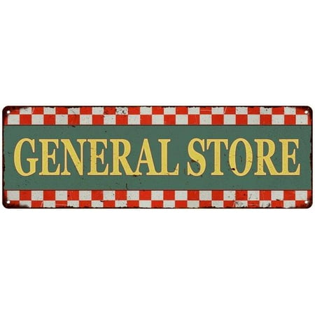 Old Style Metal - General Store Checkerboard Country Style Vintage Metal Sign 6x18 Old Advertising Man Cave Game Room M6180684