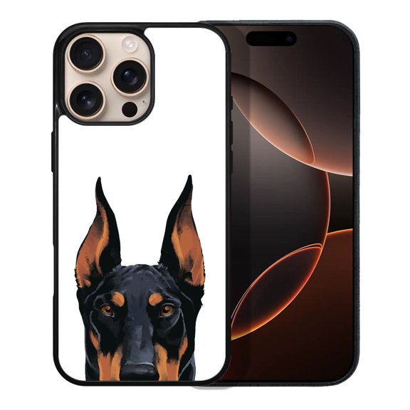 WIRESTER Shockproof Soft Rubber Cover Case for Apple iPhone 16 Pro Max 6.9" 2024, Animal Black Rust Doberman Pinscher Dog