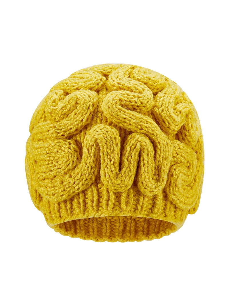 JYYYBF Crazy Brain Hat Handmade Knitted Brain Beanie Cap Funny Crochet  Gifts for Women Men Kids Yellow