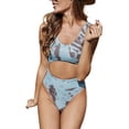 thumbnail image 1 of Traje de baño Chaleco de cintura alta Sin espalda Cuello redondo Estampado Encantador Traje de baño de una pieza para mujer, 1 of 6