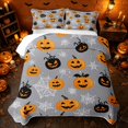 thumbnail image 2 of Erosebridal Cartoon Jack O Lantern Bed Spread Queen, Spooky Spiderweb Queen Coverlet Set for Boys Girls, Gray Orange Black, 3-Piece 1 Quilt and 2 Pillowcases, 2 of 7