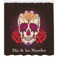 thumbnail image 3 of Ambesonne Skull Shower Curtain, Dia de Los Muertos, 69"Wx75"L, Plum Red Cream, 3 of 3