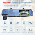 thumbnail image 2 of Dashcam 4.3Inch 1080P IPS Car DVR Driving Recorder Rearview Mirror Dual Lens Car Recorder Front and Rear Black Box, 2 of 5