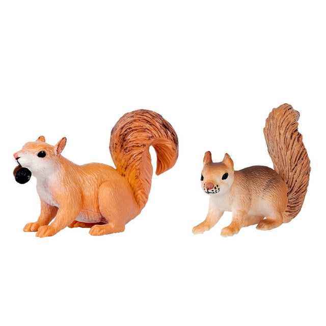 2Pcs Mini Squirrel Home Decor Plastic Miniature Animals Figurines Desktop Decor