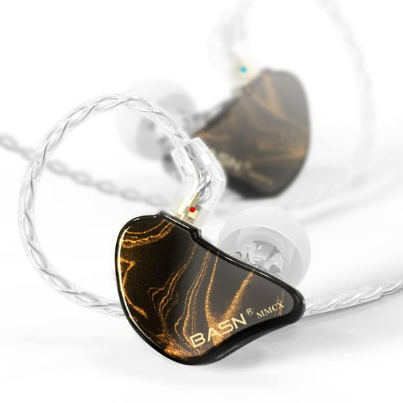 BASN Écouteurs Intra-Auriculaires MMCX, Écouteur Intra-Auriculaire IEM à Triple Transducteur pour Musicien Batteur, Écouteurs Stéréo Hi-Fi à Isolation Sonore avec Deux C Détachables