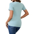 thumbnail image 3 of INSPIRE CHIC Women's Mother's Day Ribbed Knit Short Sleeve Nursing Shirts Crossover Maternity Breastfeeding Top XX-Large Blue, 3 of 6