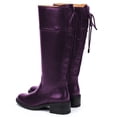 thumbnail image 4 of FSJ Women Lace Up Back Knee High Fashion Boots Round Toe Side Zipper Low Chunky Heels Tie Riding Booties Shoes Size 5 Purple, 4 of 4