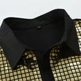 thumbnail image 5 of Fashion Disco Outfit Mens 70s 80s Shiny Sequin Shirts Metallic Party Short Sleeve Button Down Shirts Funny Nightclub Tee Shirt, 5 of 7