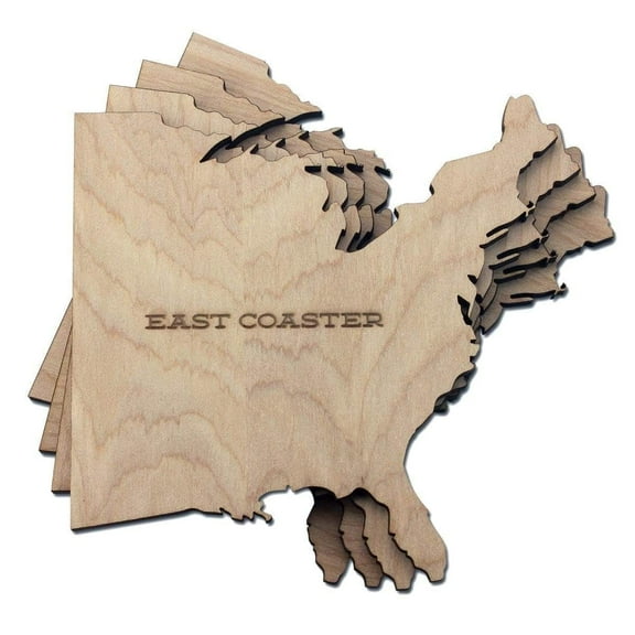 Torched East Coaster Wood Coaster Wooden Shoe Designs (Set of 4) Tan