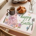 thumbnail image 3 of Happy Easter Placemats Set of 6, Pink Rabbit Bow Purple Flower Blue Butterflies Non-Slip Place Mats Washable Table Mats for Kitchen Dining Table Decorations Indoor/Outdoor, 3 of 9