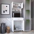 thumbnail image 2 of 67" H Pantry Cabinet, White, 4 Doors, 1 Drawer, 3 Inner Shelves, 2 Outer Storage Microwave Available Right Now White Storage, Internal External Option Inside, 2 of 2