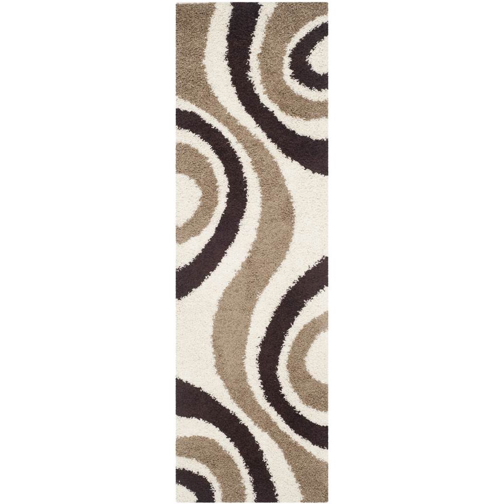 Runner Shag Rug in Ivory and Brown