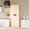 thumbnail image 6 of 71" Tall Pantry Cabinet with 4 Doors, Freestanding Larder & Kitchen Hutch Cabinet with Adjustable Shelves for Dining Room, Oak, 6 of 9