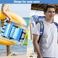 thumbnail image 6 of Foldable Beach Chair, Portable Camping Chairs with Straps, Backpack Beach Chairs for Adults with Headrest, Cup Holder & Wooden Armrests, Position Adjustable (Blue & Green Stripes-1 Pc), 6 of 9