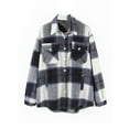 thumbnail image 1 of Gureui Women's Plaid Print Button Down Jacket, Casual Vintage Long Sleeve Loose Coat Lapel Fall Winter Warm Outwear with Side Pockets, 1 of 6