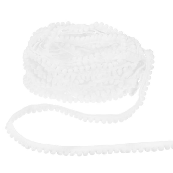 Uxcell 1-Pack Pom Pom Ball Fringe Trim, 10 Yards 5mm Mini Pom Pom Trim Ribbon for Home Decoration/DIY Crafts, White