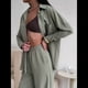 thumbnail image 4 of Conjuntos Casuales de Salón para Mujer, Camisas de Larga con Botones y Pantalones de Pierna , Conjuntos de Chándal Verde XL, 4 of 10