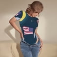 thumbnail image 3 of Cauagu Astronaute avec Drapeau USA T-Shirts à Manches Courtes Col Rond pour Femmes Combinaison Quotidienne-TG, 3 of 7