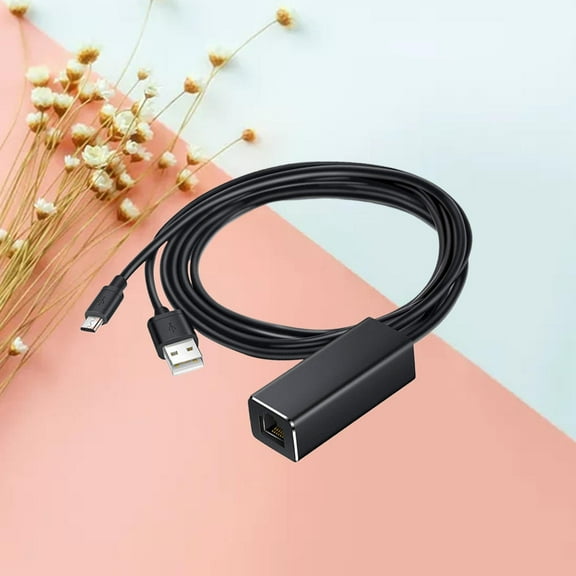 Raindrops TV Ethernet Adapter Micro USB to 10/100Mbps for Stable Network Connection with Black Plastic and Metal