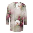 thumbnail image 4 of Dyegold 3/4 Sleeve Tops For Women Summer Round Neck Dressy Casual Vintage Floral Print Shirts Plus Size Trendy Blouses Tunic, 4 of 5