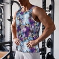 thumbnail image 5 of Uemuo Purple Marble Texture Pattern Men's Muscle Shirts Sleeveless Dry Fit Gym Workout Tank Top Lightweight Sports Tank Top Beach Tank Top, Loose-fit Sleeveless Shirt-Medium, 5 of 7