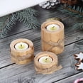thumbnail image 3 of GadgetVLot 3Pcs Round Candle Holder Wood Candlestick Potted Ornament Crafts Wooden Decoration With Ribbon Creativity Decorate Ornaments, 3 of 8