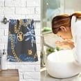 thumbnail image 7 of SKYSONIC Elephant Golden Chain Patterned Hand Towels 2 PCS, Cotton Bath Towel for Drying Face Hands Body ,Absorbent Lightweight Towels for Bathroom Ktichen Travel Gym, 16"x28", 7 of 7