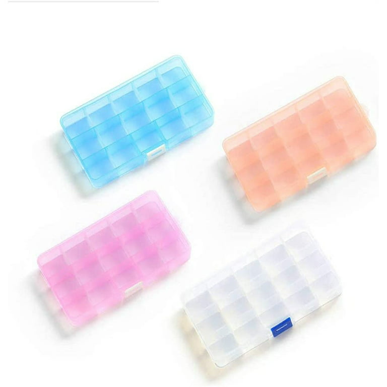 WYKOO 5 Pack 15 Grids Transparent Plastic Bead Organizers, Clear Plastic Jewelry