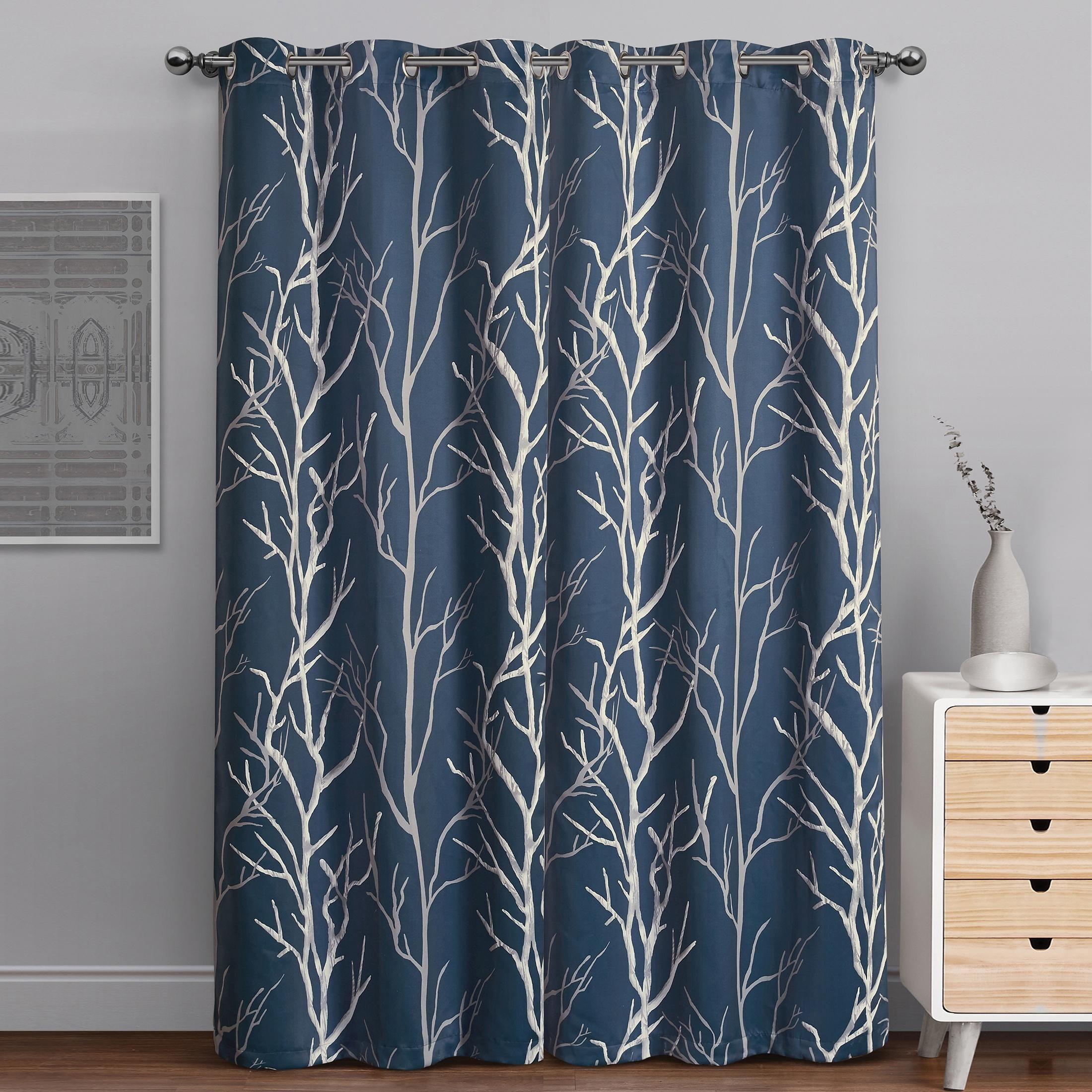 VCNY Home Kingdom Blue Branch Grommet Blackout Curtain, 40" x 95"