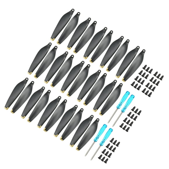 32 Pcs hélices de bajo ruido de 3 pulgadas, palas de dron negras con borde dorado para reemplazo de hélices
