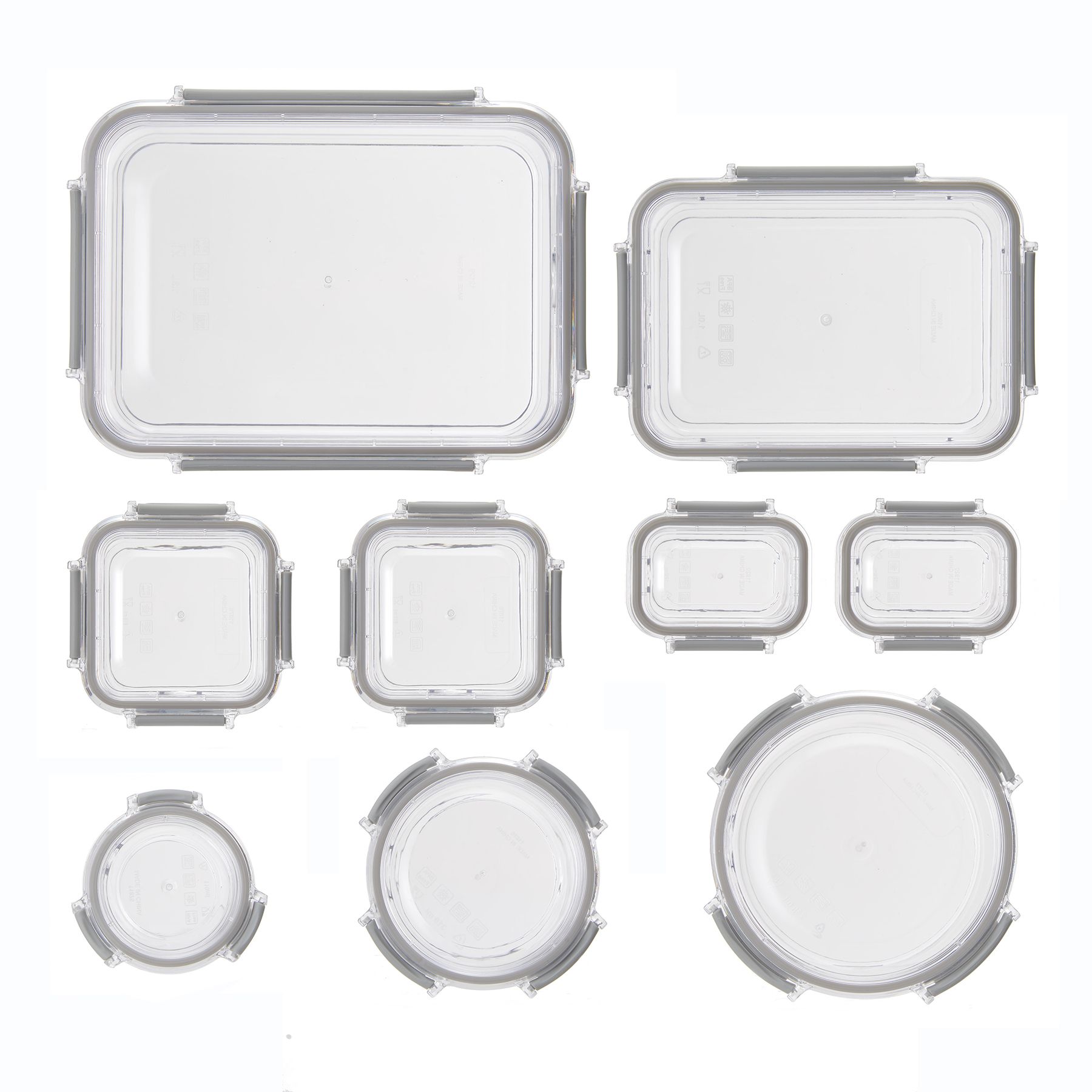 Mainstays Tritan Variety Set of 9 Food Storage Containers with Light Grey Clasps (18 Pc in Total) - image 3 of 5