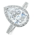 thumbnail image 2 of Silvago Jewel 14K White Gold Plated Anniversary Ring - Pear Cut 2 Ct Lab Created Diamond Cluster Wedding Ring for Her - Diamond Anniversary Gifts - Proposal Diamond Engagement Ring - Gifts for Mother, 2 of 3
