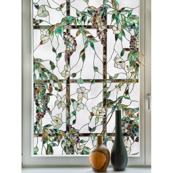 Artscape Lattice | Window Privacy Film Stained Glass Pattern | Non-Adhesive & UV Protection | Easy to Apply & Removable | 61 x 92 cm | Made in USA