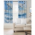 thumbnail image 2 of Blue Coastal Birds Blackout Curtains, Light Blocking Print Window Curtains, Summer Beach Seaside Nautical Thermal Insulated Window Drapes for Living Room Kitchen Cafe 2 Panels, 104"W x 72"L, 2 of 9