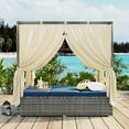 thumbnail image 2 of Outdoor Patio Wicker Sunbed Daybed with Canopy, Adjustable Sunbed with Curtain and Soft Cushions, Wicker Patio Daybed for Backyard/Porch/Pool, Blue, 2 of 7