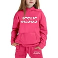 thumbnail image 5 of DGQPLPD Winter Girls Tracksuit Set Cozy Warm Jogger Pants And Hoodie Top With Adorable Print Designs For Toddler Youth Kids Outdoor 8-9 Years Hot Pink, 5 of 5