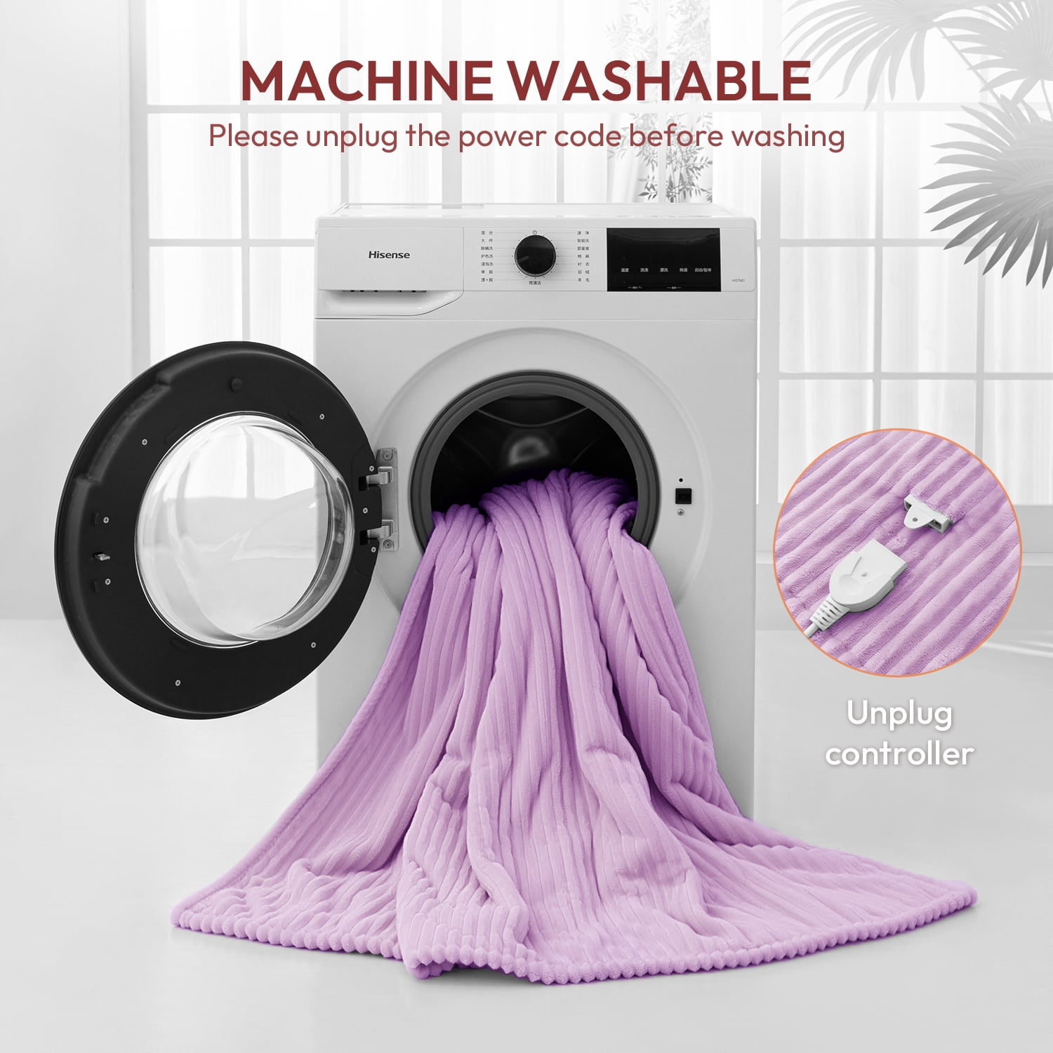 GOTCOZY Heated Blanket Electric Throw - 50"x60" Heating Blanket with  3 Hours Auto-Off and 5 Heat Levels ETL Certified Soft Flannel,Machine Washable (purple）