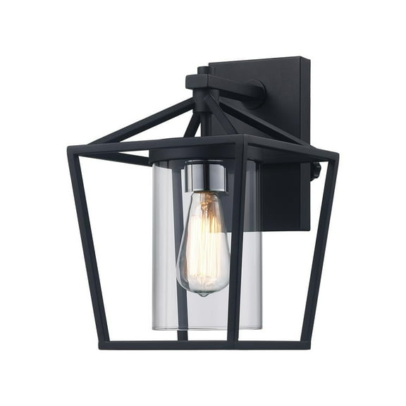 Monteaux Lighting 1-Light Black Outdoor Wall Lantern with Clear Glass