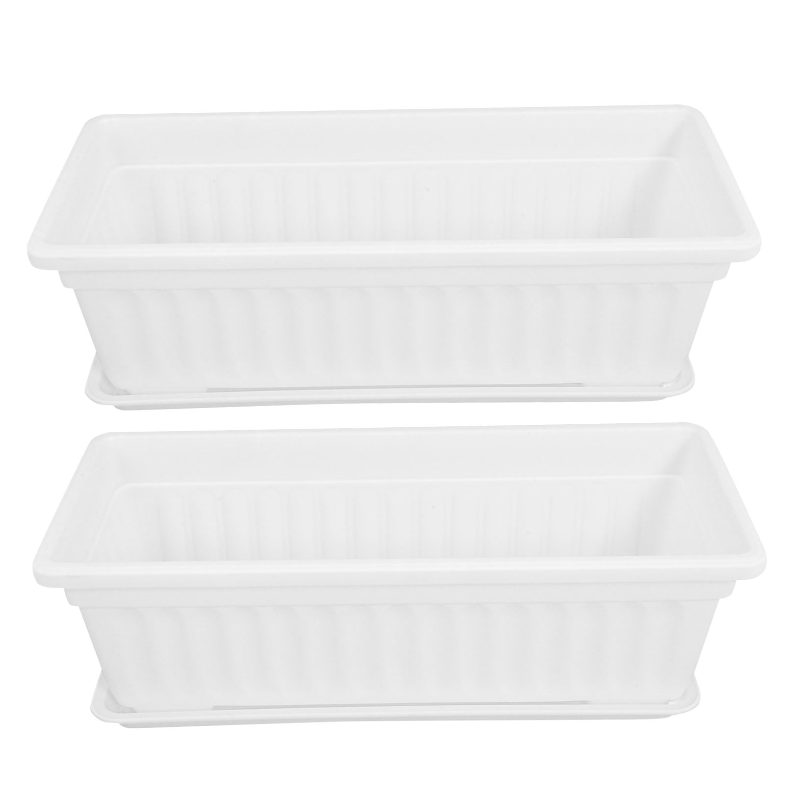 FONDOTIN Gardening Pot Rectangular Flower Planters For Family Plastic 2Pcs 17X7.5X5.5In